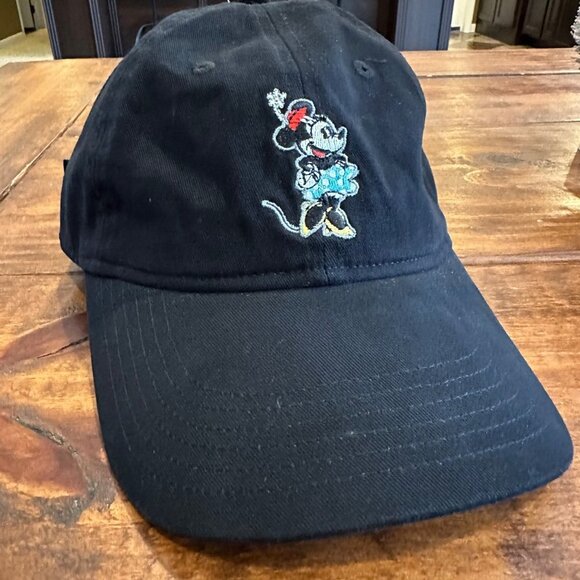 Disney | Minnie Mouse Black Adjustable Ball Hat Cap 1940's Version VTG Embroider - Picture 3 of 11